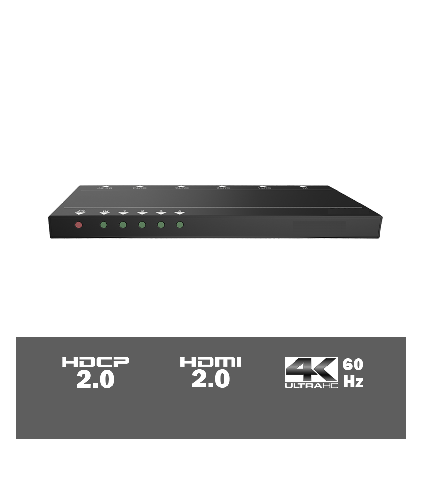 SUH4-H2 - 4-voudige 4K HDMI 2.0 splitter