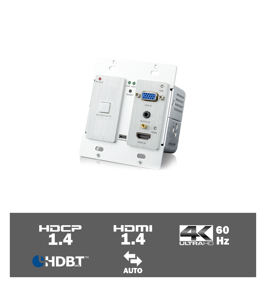 TPUH406TV 4K HDMI and VGA Wall plate extender