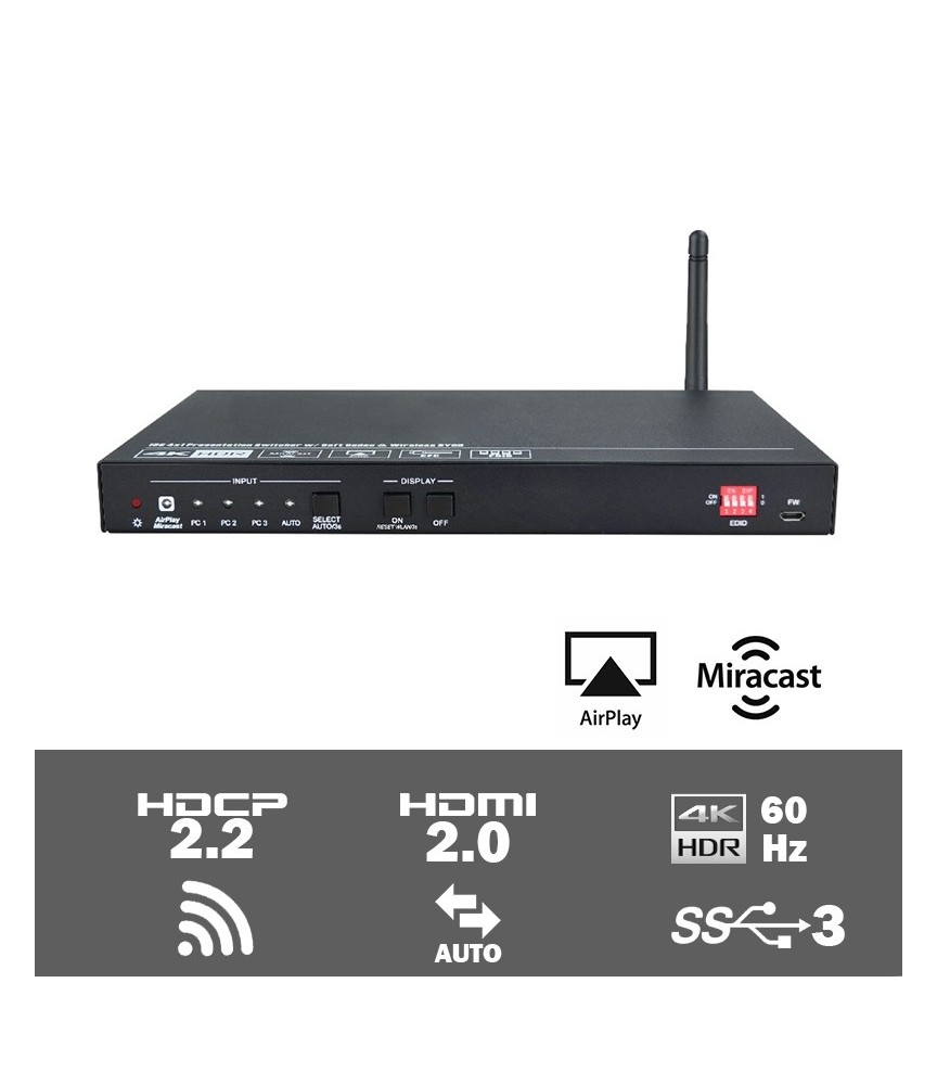 SCU41-BYOD - 4 input scaler/switcher met Airplay & Miracast