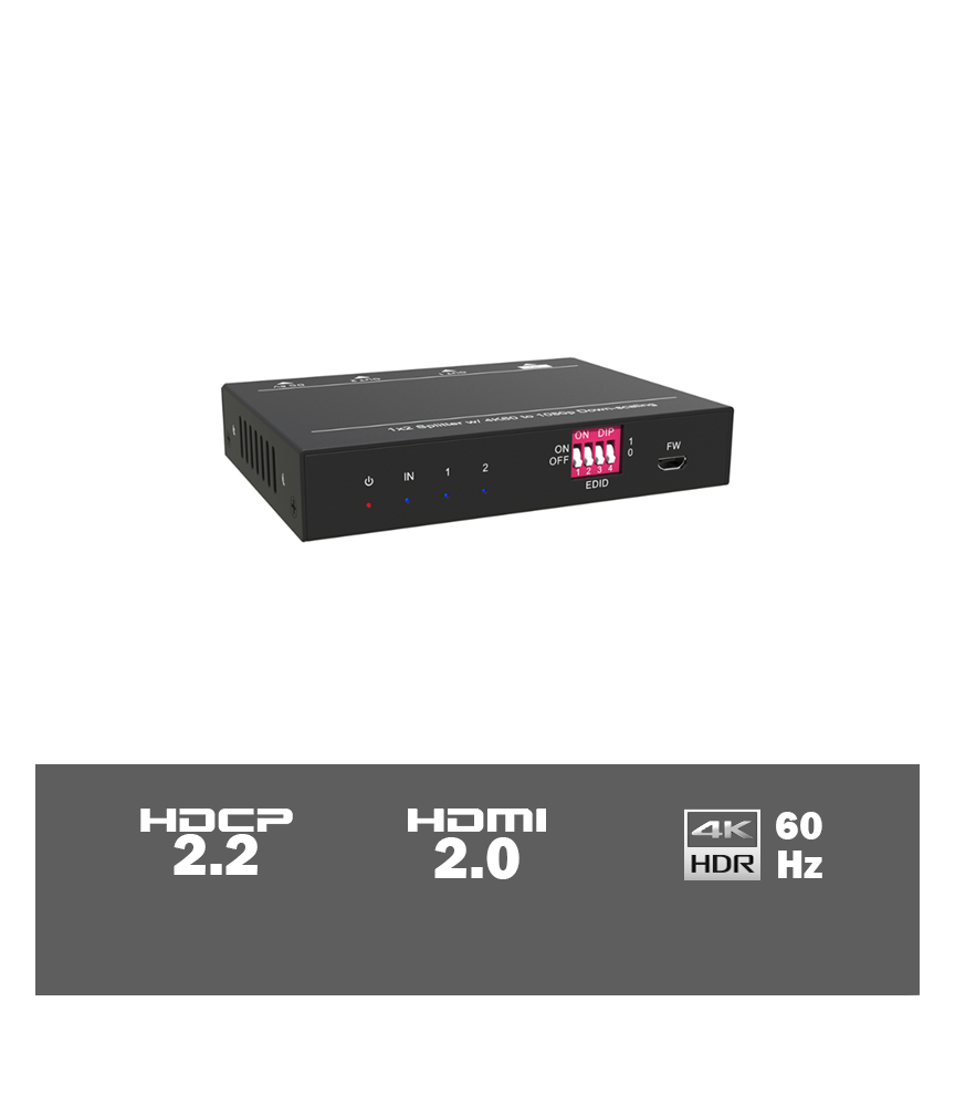 SUH2E-H2 - 2-way 4K HDMI 2.0 splitter including HDCP killer