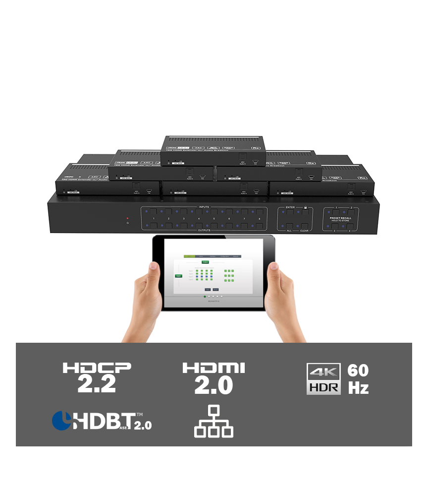 MUH88E-H2 - 8x8 HDMI 2.0 HDBaseT matrix (set)