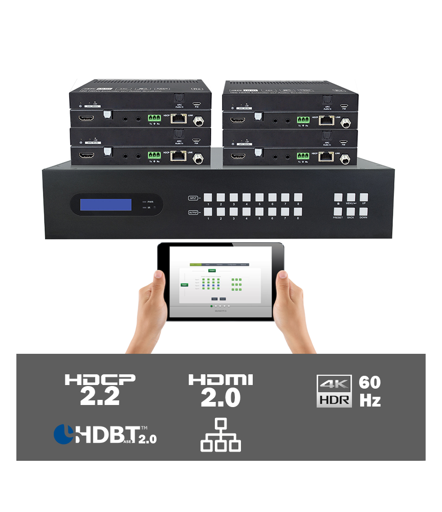 MUH88T-H2 KIT 8x8 HDMI 2.0 HDBaseT matrix switcher