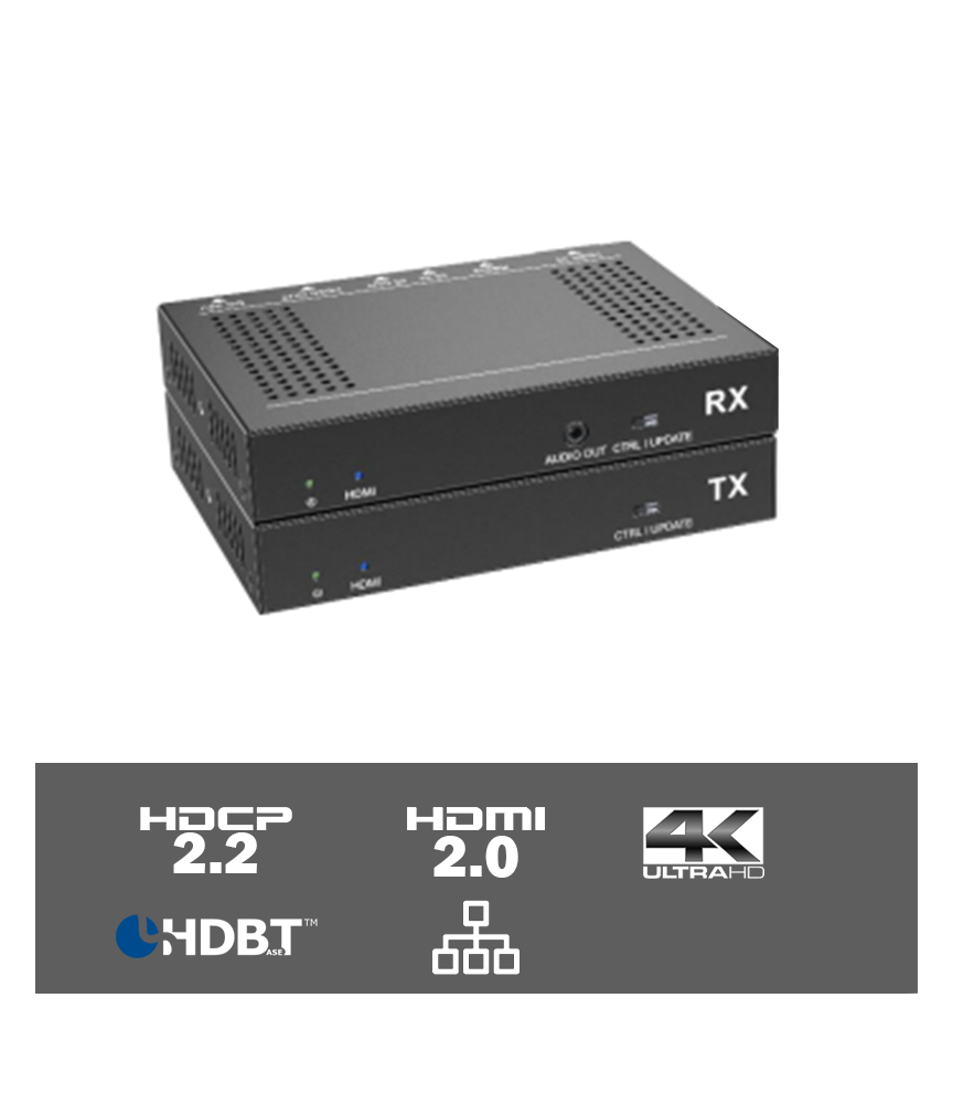 TPUH613 - 4K HDBaseT extender kit met audio de-embedder 70 meter